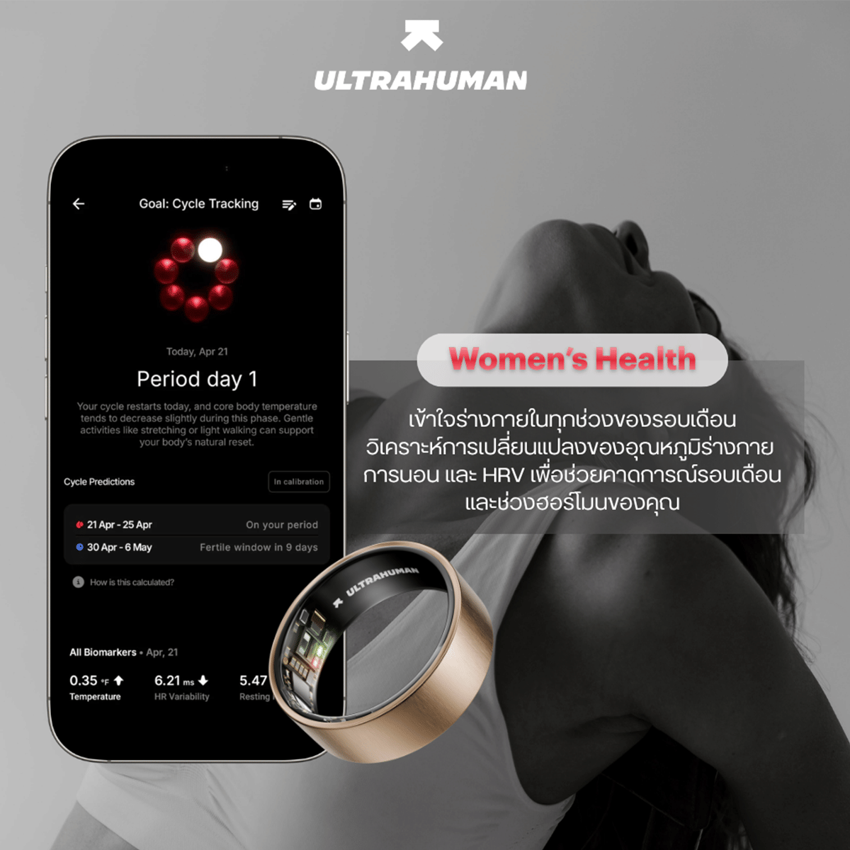 แหวนสุขภาพอัจฉริยะ ULTRAHUMAN RING AIR - SMART RING ติดตามการนอน วัดอัตราการเต้นหัวใจ (SPACE SILVER, NO.9)_6